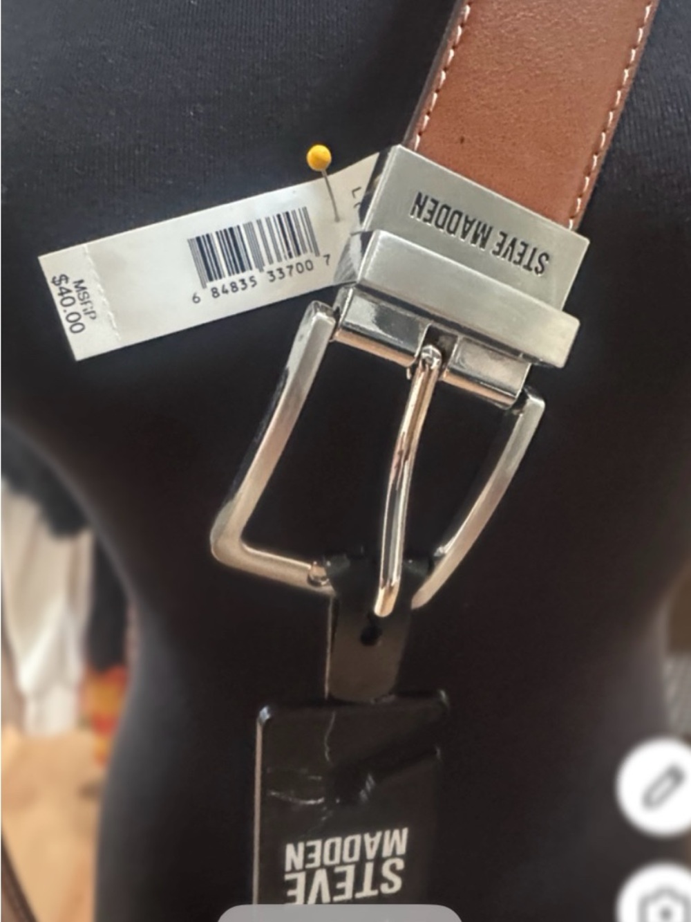 Reversible Steve Madden Brown and Black Leather Belt with Silver Buckle